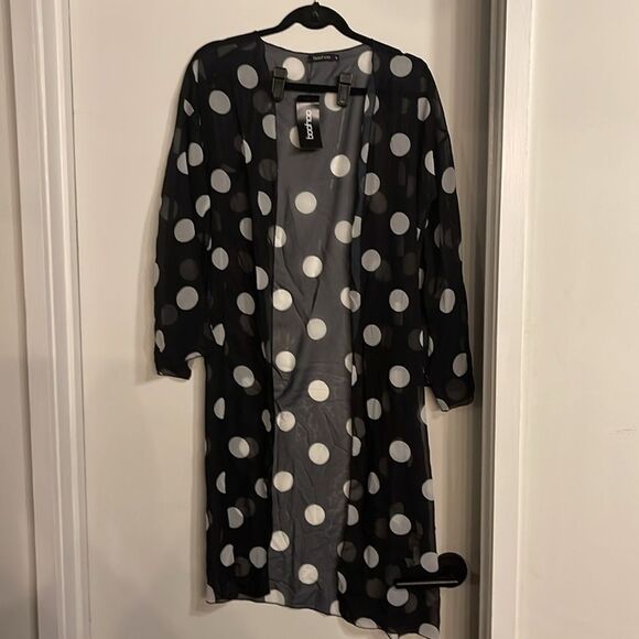 BOOHOO POLKA DOT CHIFFON MIDI KIMONO medium - Picture 3 of 4